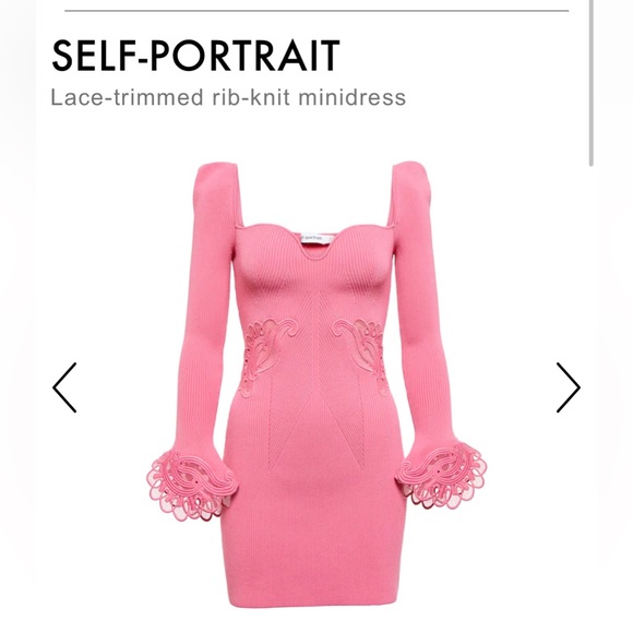 Self-Portrait Dresses & Skirts - Self Portrait Pink Lace Trimmed Mini Dress. Size M. Worn once.